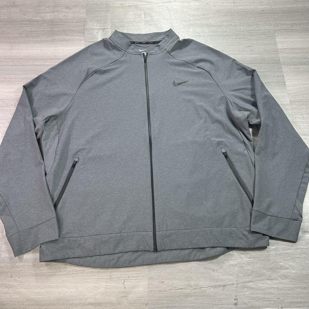 Nike Track Jacket Mens 2XL Gray Full Zip Lightweight Woven Gym 695453-021